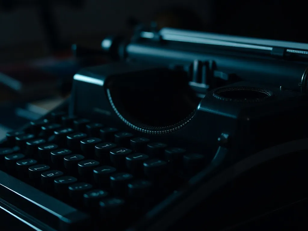 A detailed close-up of a vintage mechanical typewriter with